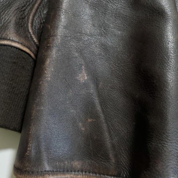 Vintage J Peterman Company Mens XL Leather Bomber Jacket Aviator Brown - Picture 8 of 9